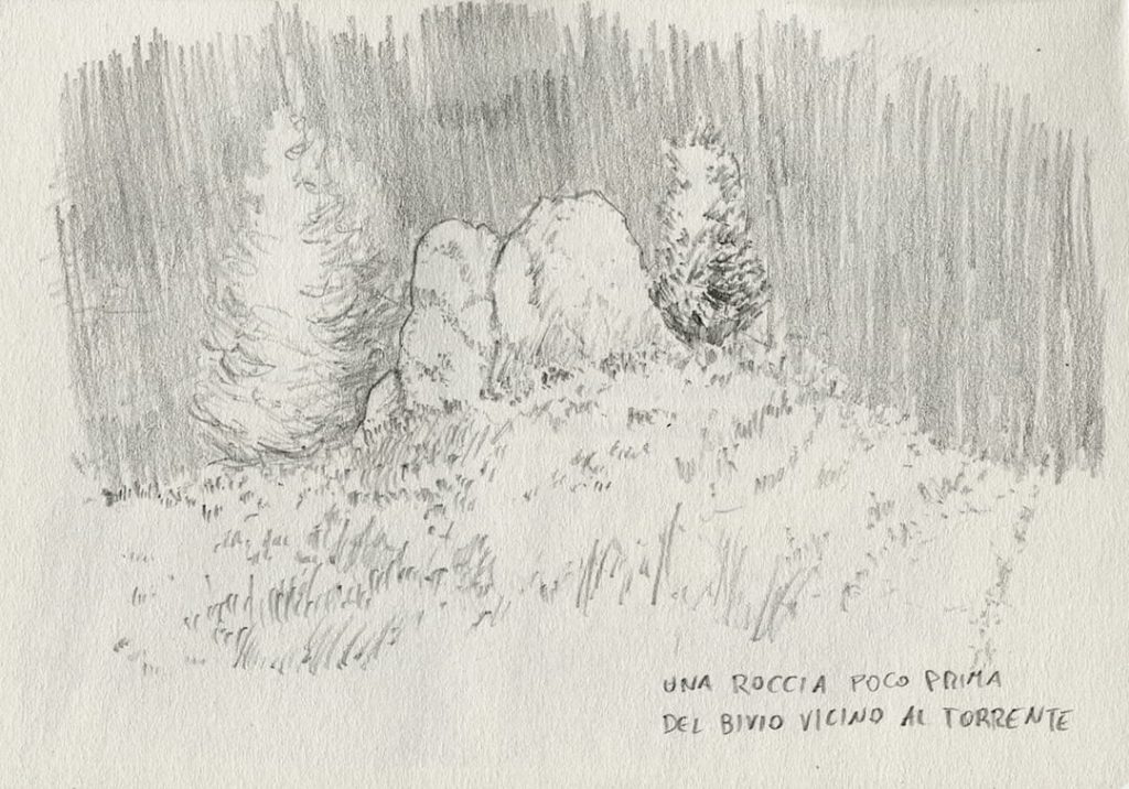 trekking cuneaz, disegno di una roccia sul sentiero